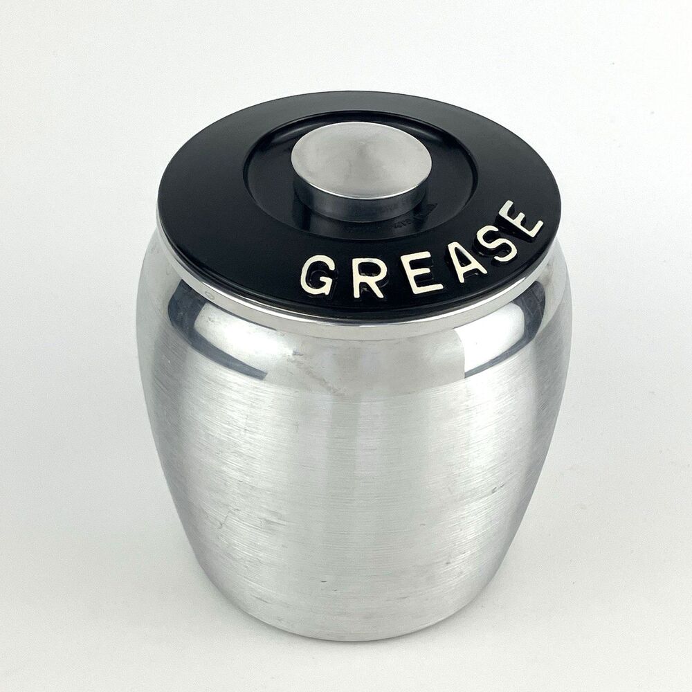 Kromex Grease Canister Container 1950's Vintage Spun Aluminum Farmhouse Kitchen